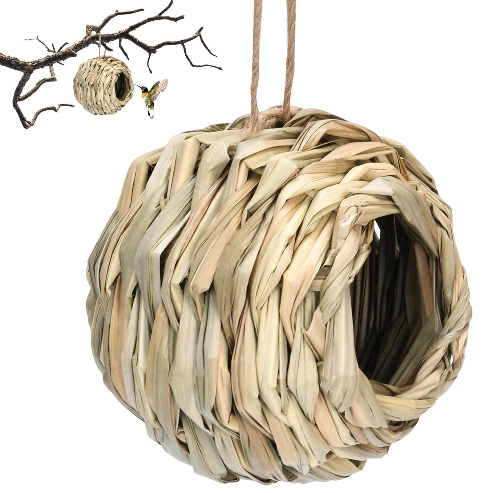 Hitburu 1 Hummingbird Nest House | Hanging Bird Nest, Bird Houses For Outside, Roosting Pouches For Birds, Blend In With The Surrounding Nature, Hand Woven Hanging Bird House For Garden Trees