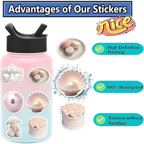 Miniatura 5 de 50 calcomanías estéticas de coqueta vintage, calcomanías de graffiti de estilo ballet suave, calcomanías para el día de San Valentín para botellas