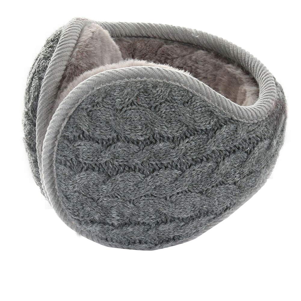 KQueenStar DirectWarm Earmuffs - Winter Ear Muffs Classic Fleece Earmuffs Wraparound Solid Soft Plush Unisex Outdoor Snowboarding Ear Warmers Ear Protector Men Women Foldable, Grey-a, One Size