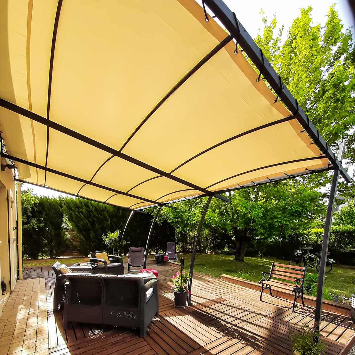 TECPLAST Toile Pergola Ivoire 3x4 m XP640PR - Garantie 10 Ans - Bâche Pergola ou Tonnelle étanche en PVC - Made in France