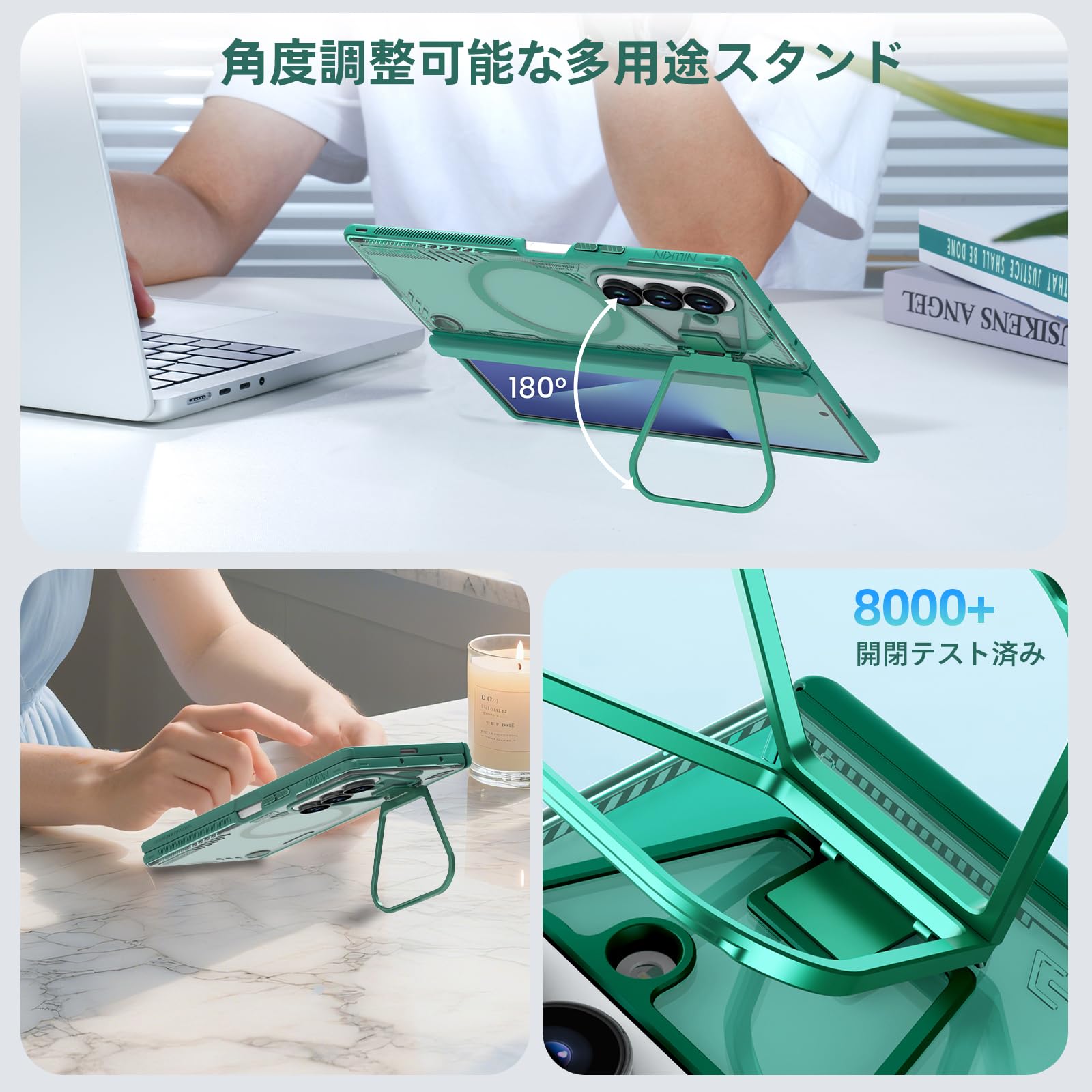 Nillkin Galaxy Z fold7ケース クリア 透明 強化ガラスフィルム付き スタンド機能 ヒンジ保護 Magsafe/MagFit対応 ワイヤレス充電対応 マ Amazon.co.jp: Nillkin Galaxy Z fold7ケース クリア 透明 強化ガラス