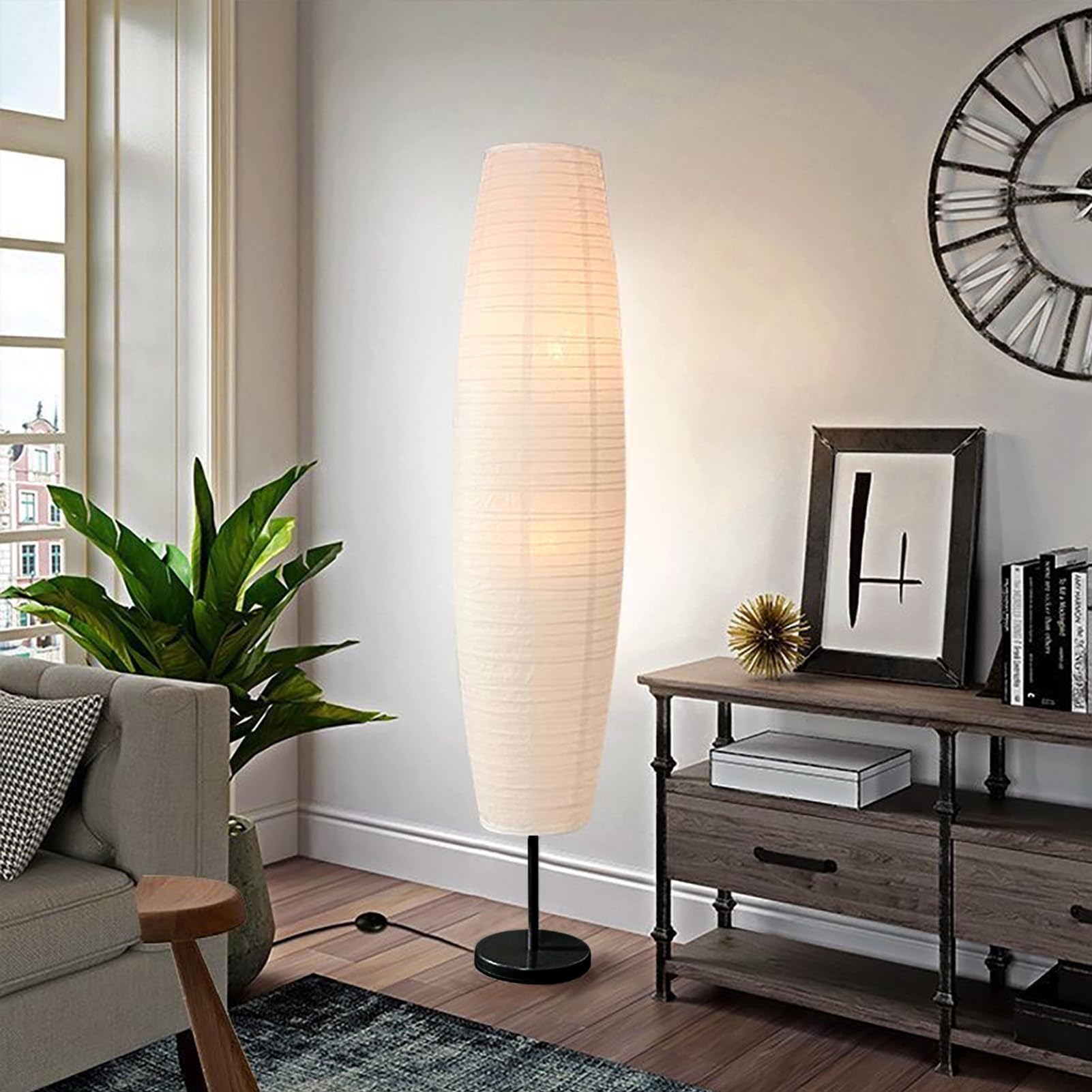 Peosaard Shade De Lampe En Papier, Teintes De Lampes Pour Lampadaire 47 '' Long Shade Style Minimaliste Remplacement Du Sol Couvercle Riz Pour L'abat-Jour à Chambre Uniquement