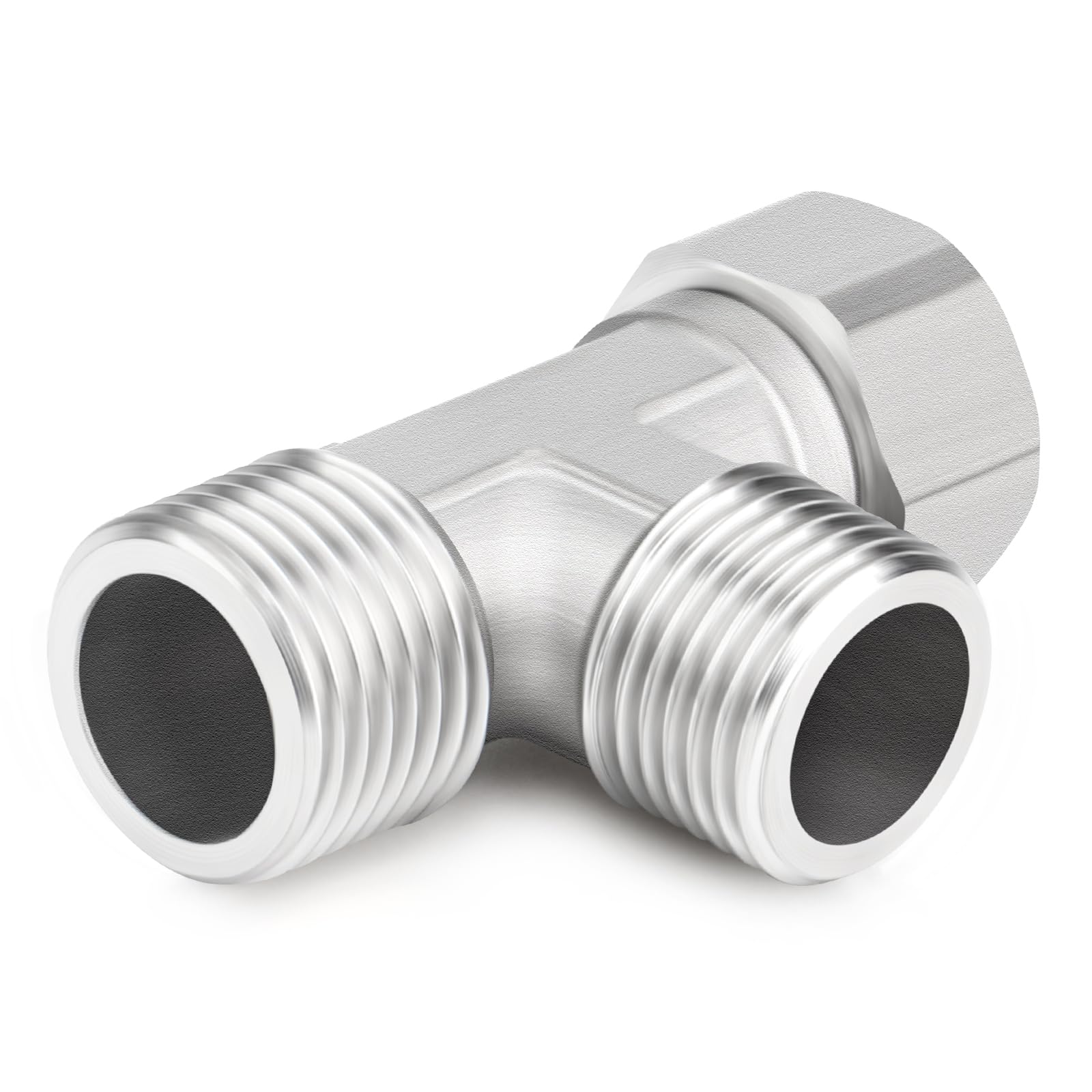 Conector en T flexible 3 vías acero inoxidable 304 1/2" macho BSP tuerca de unión para rociador