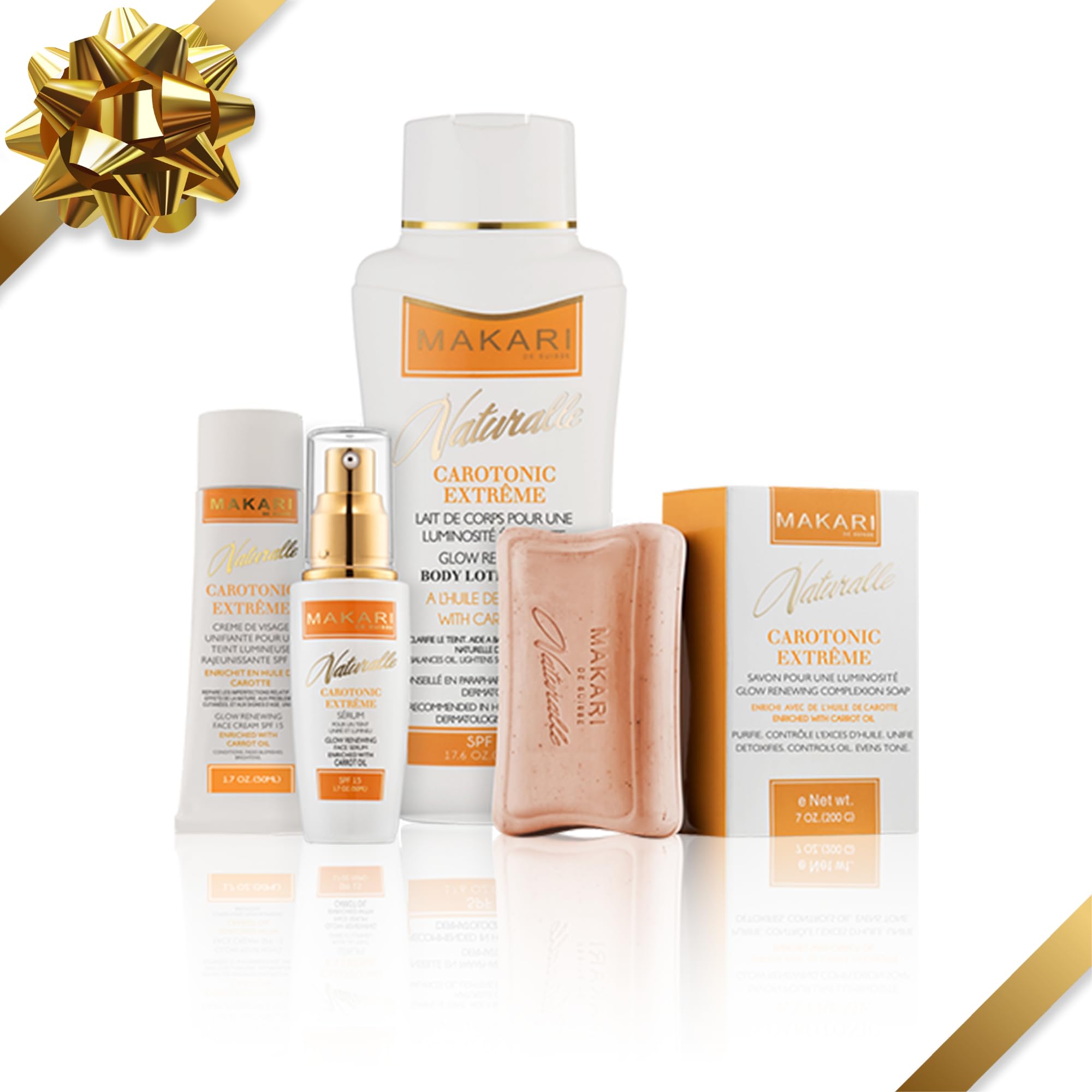 MAKARI Naturalle Carotonic Extreme 4 Piece Gift Set with Skin-Enriching Carrot Oil and SPF15 Ideal for Combination, Oily & Acne Prone Skin Types, Botanical Self Care Kit for Women