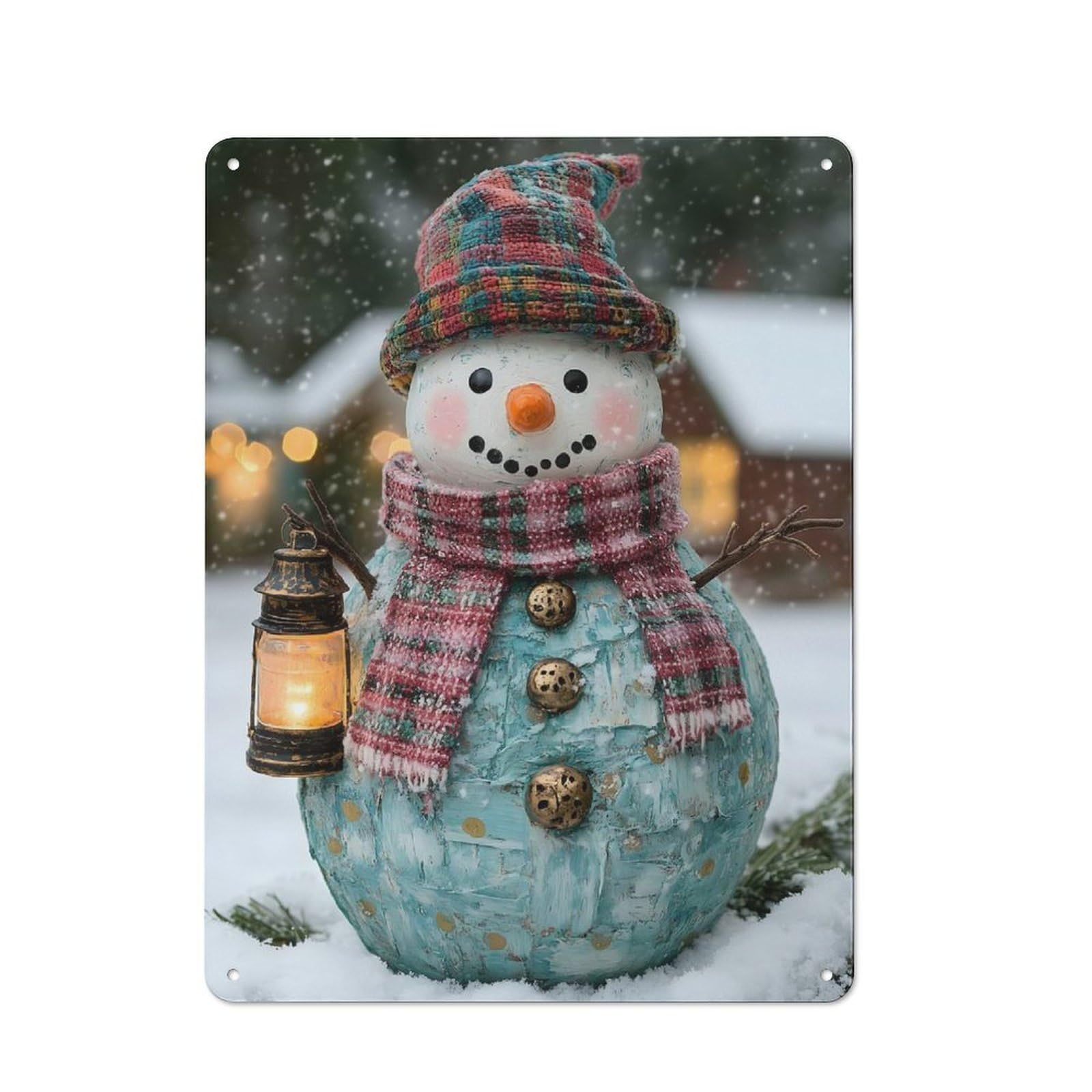 Junmoney Charming Snowman Ornament For Garden Room Or Summerhouse, Retro Tin Sign 40X30cm, For Garage, Workshop And Man Cave Decoration