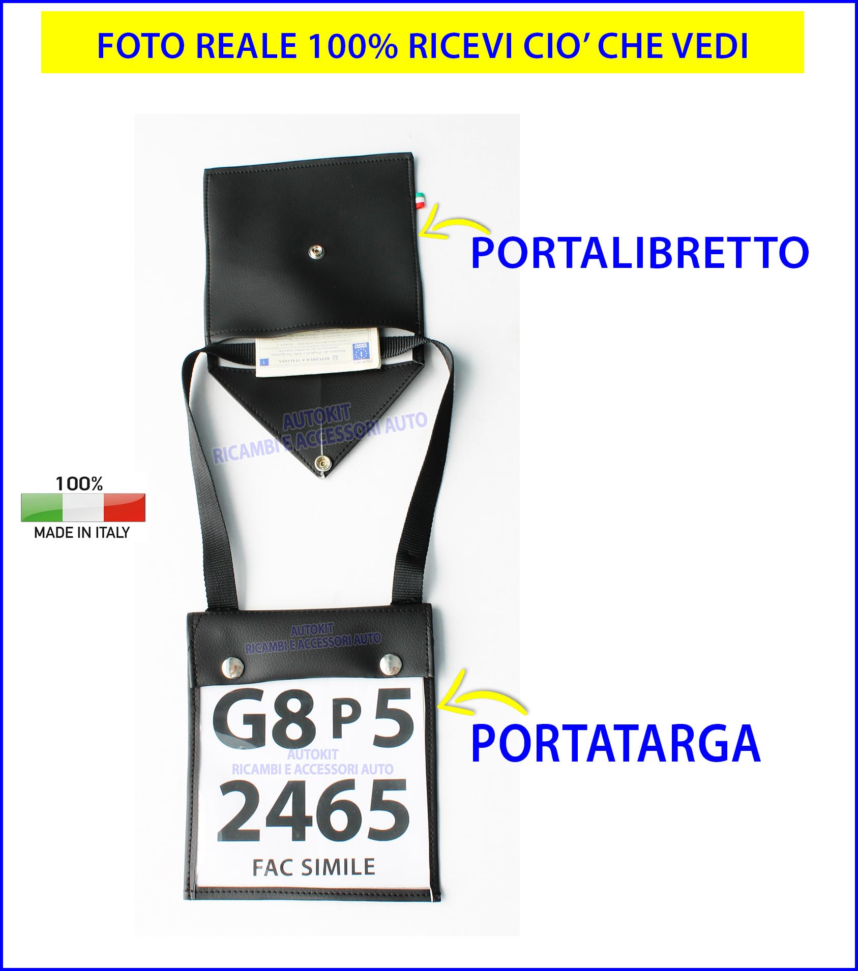 Portatarga Prova per auto Astuccio Porta Targa Prova con Custodia Libretto di Circolazione - 18336