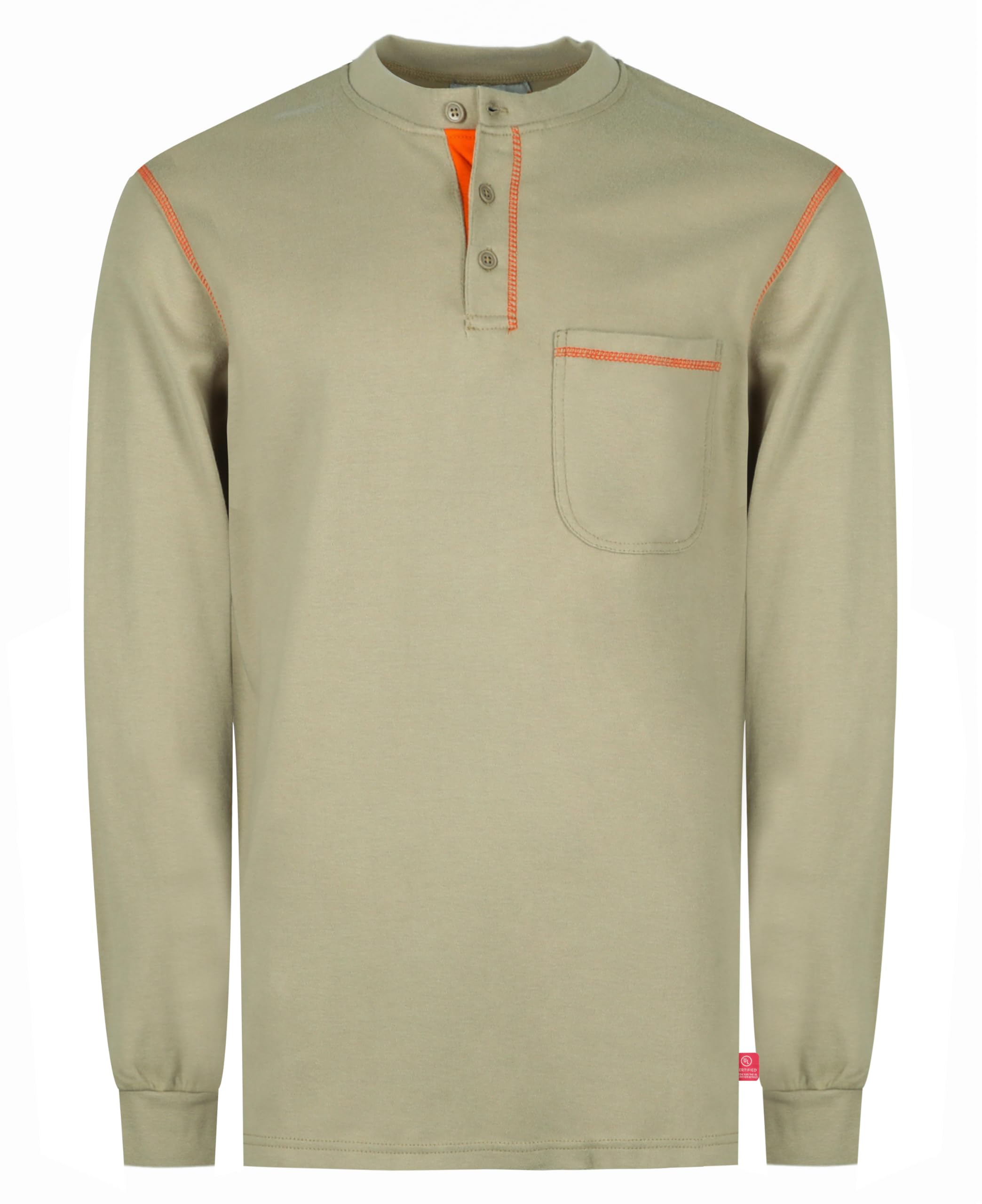 TICOMELA FR Shirts for Men Flame Resistant Shirt NFPA2112/CAT2 7oz Fire Retardant Men's Long Sleeve Henley Shirts