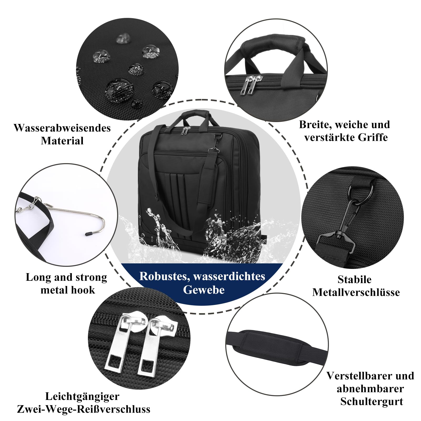 porta abiti da viaggio,porta abito da viaggio uomo,borsa per abiti da uomo,borsa da viaggio nera,bagaglio a mano pieghevole,valigia sospesa 2 in 1,borsa per trasporto abito da lavoro,per abito,cappott