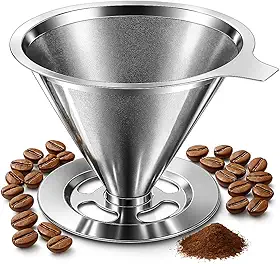 Filtro Coador de Café Reutilizável Nº 103 em Inox com Malha Dupla Premium – Ecológico, Lavável, Aroma Intenso, Compatível com Cafeteiras, Xícaras e Garrafas