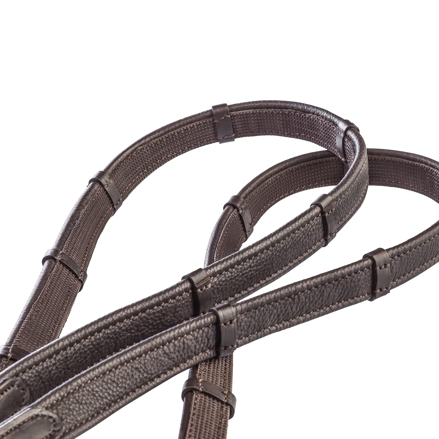SUNRIDE Redini in Gomma divisibili con Barrette per Cavalli, in Vera Pelle Morbida e Gomma Antiscivolo (Full 280 cm, Marrone)