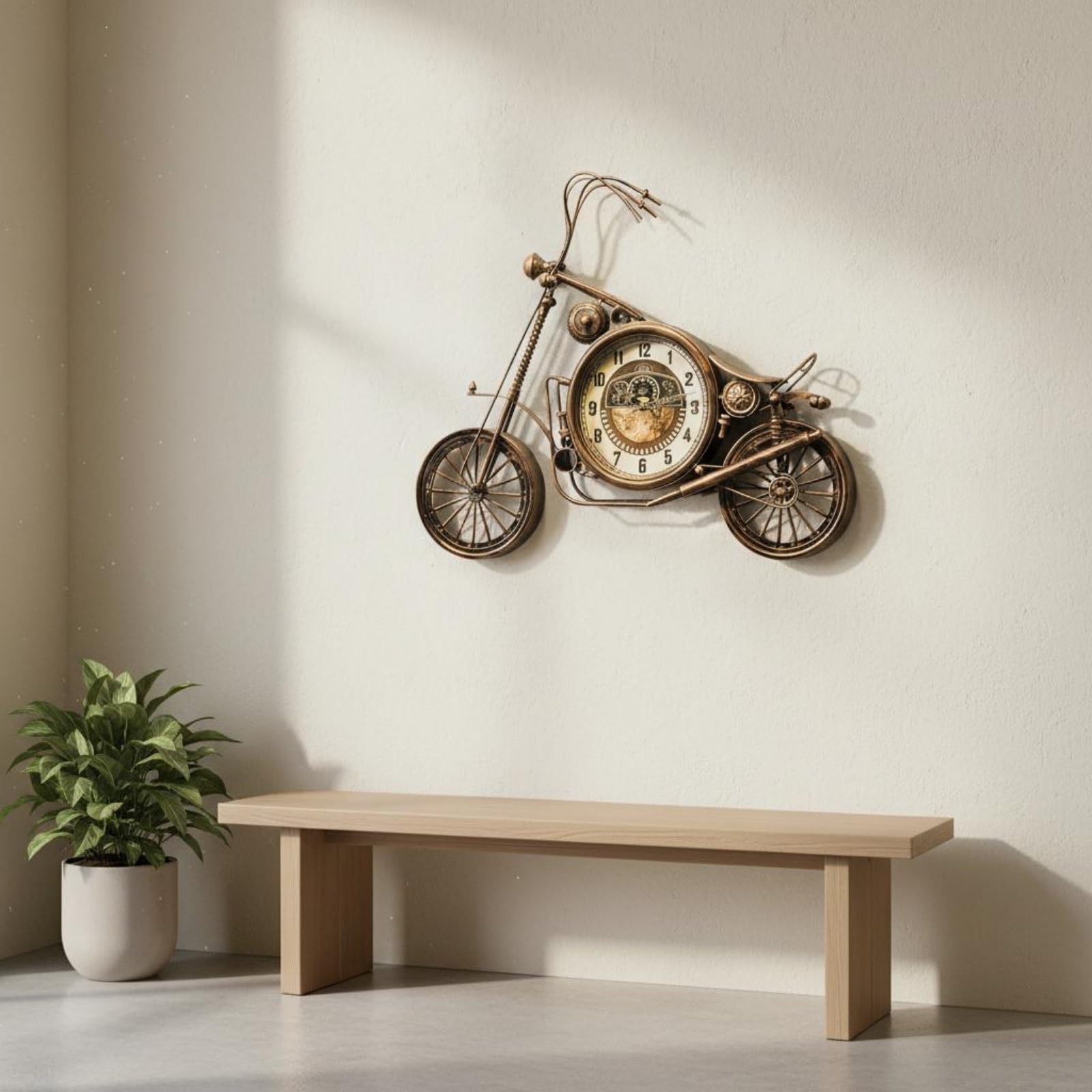 Reloj de Pared de cicleta Reloj Pared Reloj Pared Vintage Reloj Pared Metal Obra de Hierro con Acabado Envejecido Estilo Retro Industrial Adecuado, Rojo, 68 59 5cm