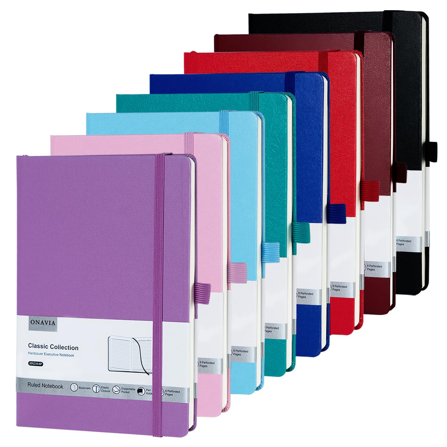 Sponsored Ad – Notebook A5 Hardback Lined Journal Notepad Multipack, Classic College Ruled Notebooks for Work, Travel, NoteTaking, Diary and College with Pen Loop - 160 Pages, 8 Pack(Multi-Color)