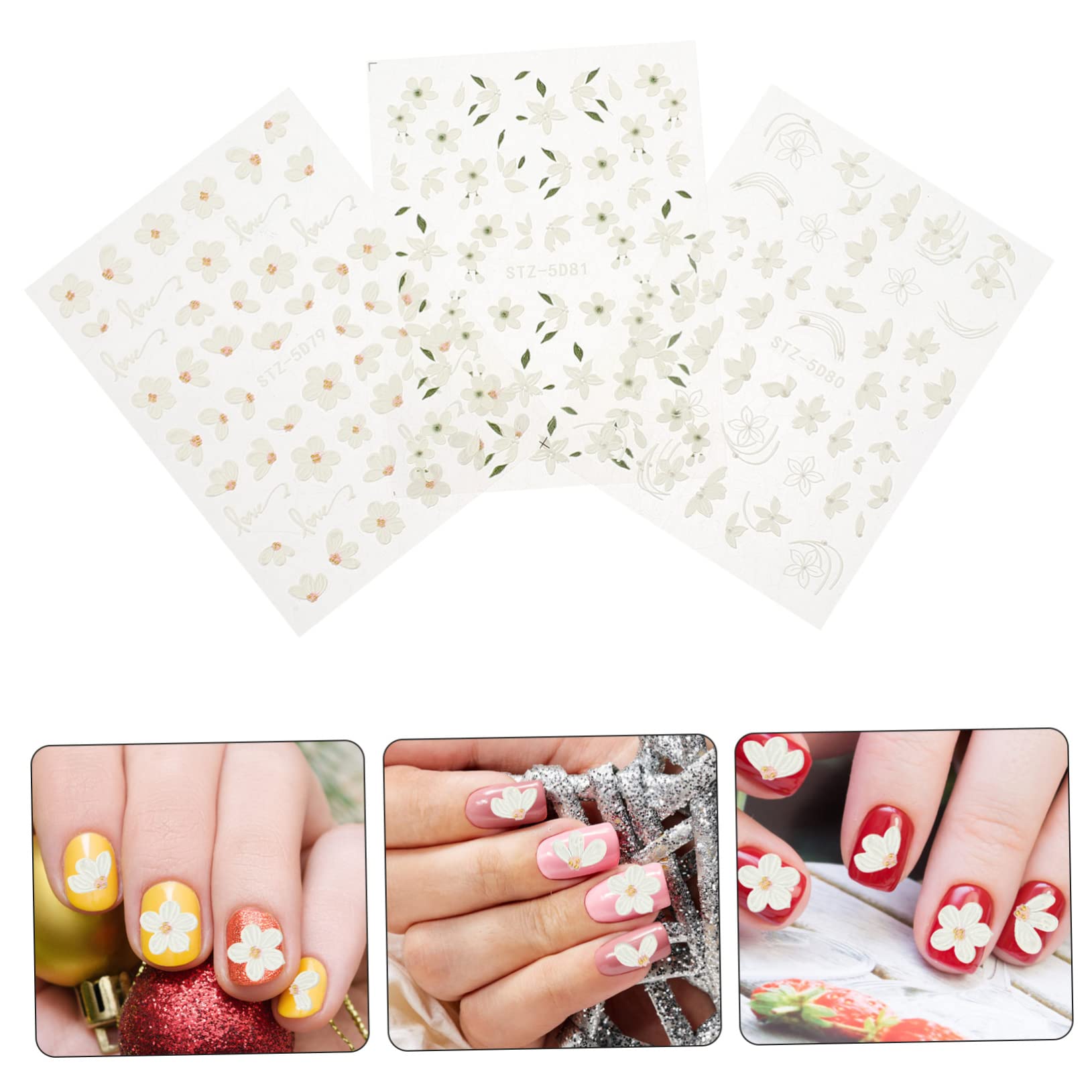 12fogli Adesivi Per Unghie Embossed Flower Per Nail Art Decorazioni Unghie Autoadesive e