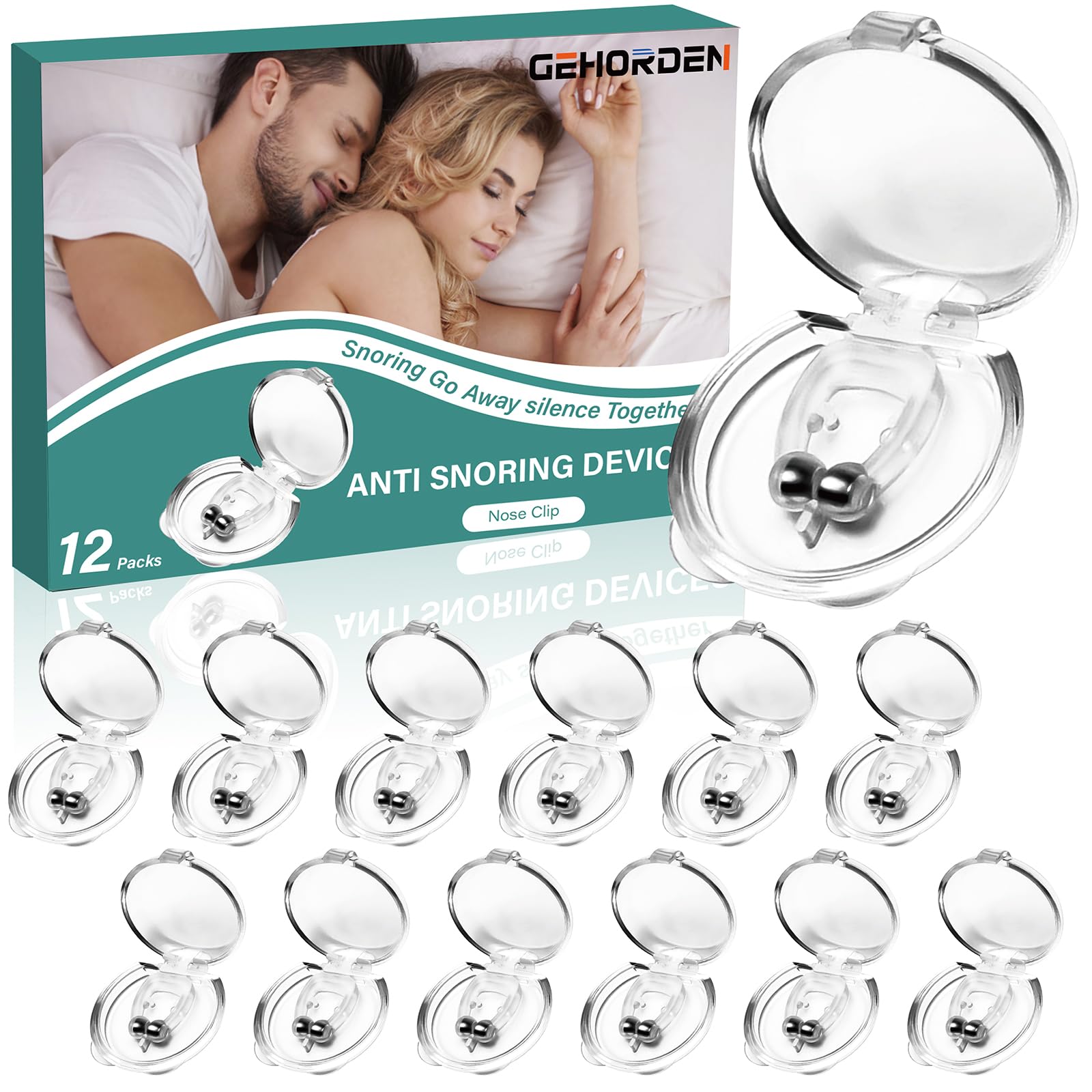 Anti Snoring Device 12 Packs Upgraded Silicone Nose Clip Anti Snoring with Adjustable Magnet Anti Snoring Auxiliary Device Suitable for Both Men and Women