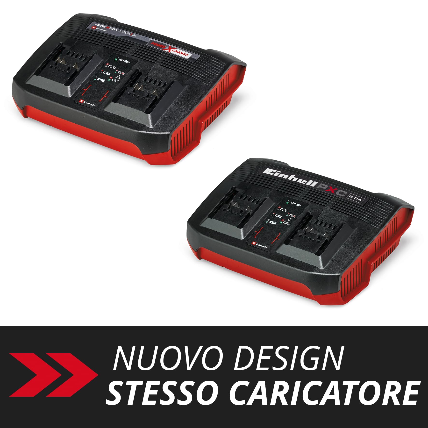Originale Einhell Power X-Twincharger 3A Caricabatteria doppio Power X-Change (tensione 220-240 V, 50-60 Hz, corrente di carica 3A, senza batterie)