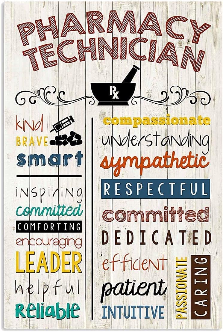 Pharmacy Technician Posters Retro Pharmacy Metal Tin Signs Club Hospital Clinic Room Home Wall Decor Plaque 8x12 Inch