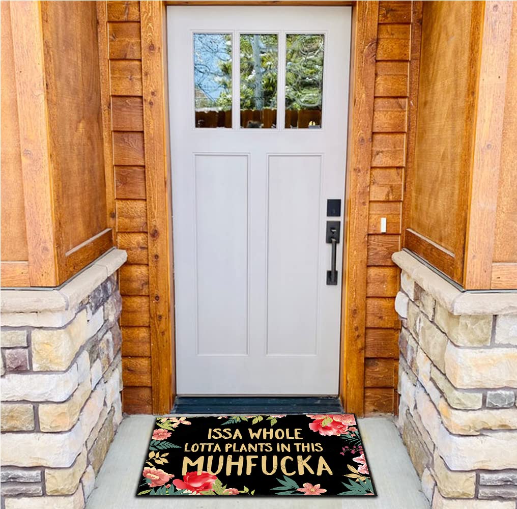 ZUYOENCO Doormat, ISSA Whole Lotta Plants in This muhfucka, Funny Welcome Mat, 23.6X15.7 Inch, Green: Issa Whole Lotta Plants in This Muhfucka