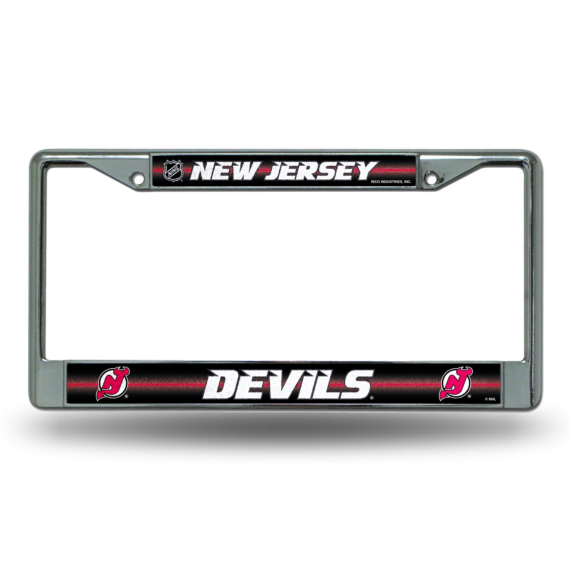 NHL Bling Chrome License Plate Frame with Glitter Accent, New Jersey Devils