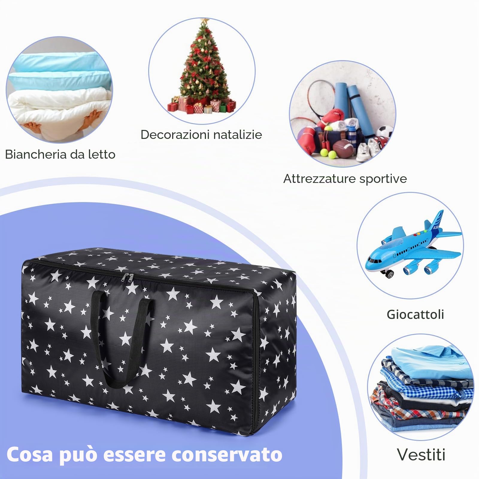 iespell Confezione da 4 Scatole Portaoggetti Extra Large con Coperchi, Scatole Portaoggetti Resistenti per Traslochi Casa Grandi e Forti, Sacchetti Impermeabili per Vestiti con Cerniere, Sacchetti