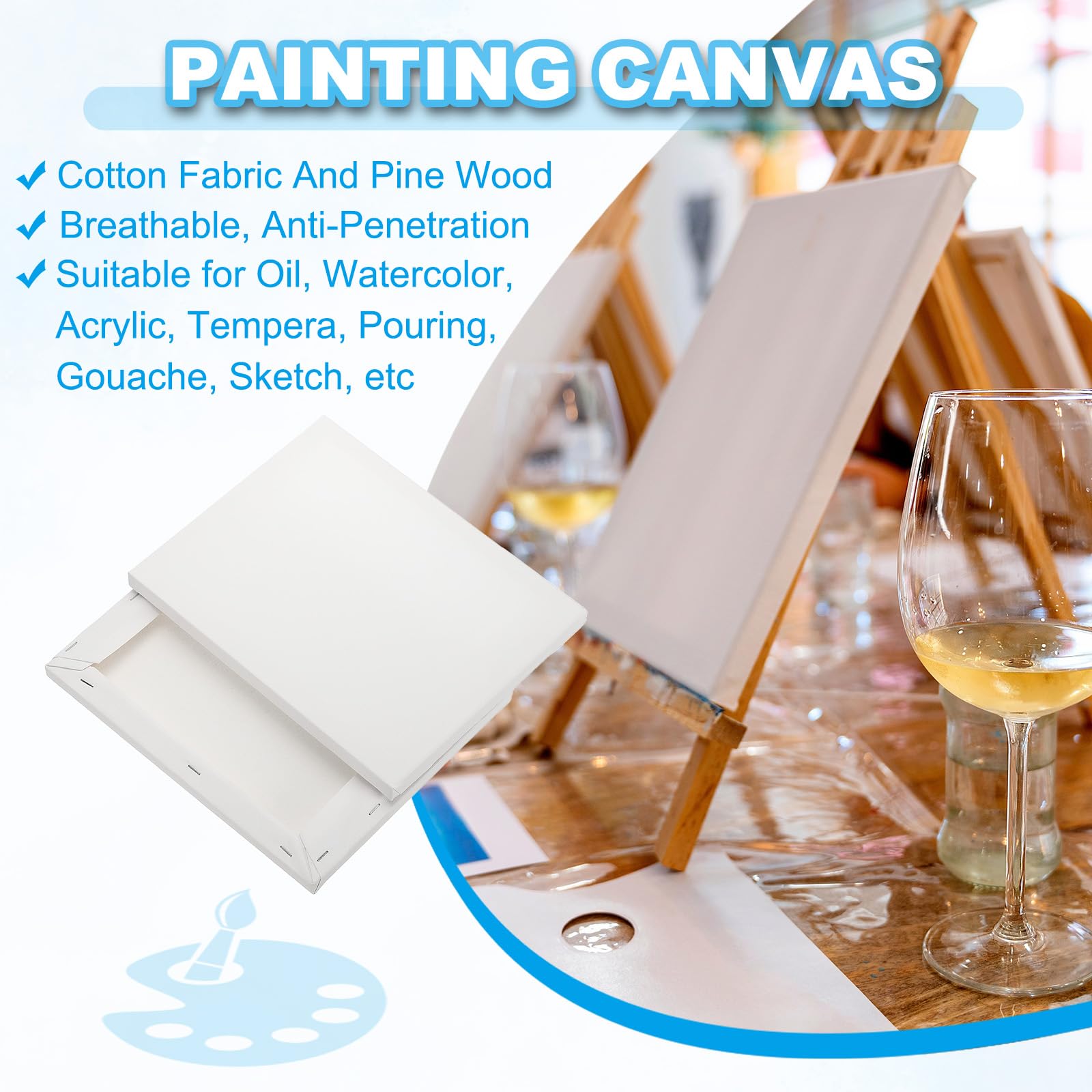 PATIKIL Lot de 20 toiles vierges en coton pour peinture, aquarelle, huile, gouache, tempera 20,3 x 25,4 cm