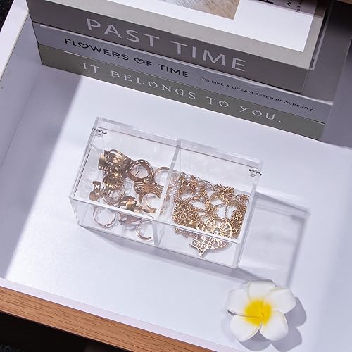 Miniatura 4 de Yeeco Soporte acrílico transparente para cápsulas con tapa, organizador de caja de plástico de 2 secciones, 5.1 x 2.6 x 2.6 pulgadas, 2