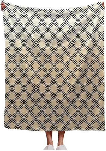 WHYATT Cobijas para Invierno - Manta geométrica a cuadros de color crema para cama, decoración de habitación, 40 x 60 pulgadas