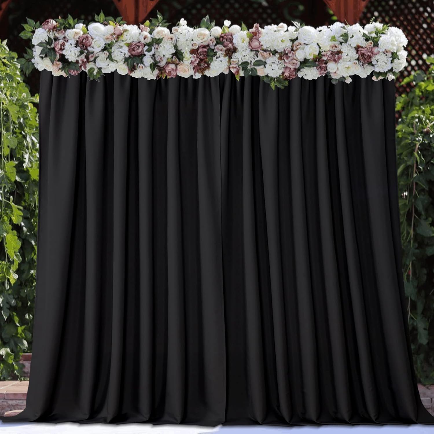 Joydeco Black Backdrop Curtain for Parties, Wrinkle Free