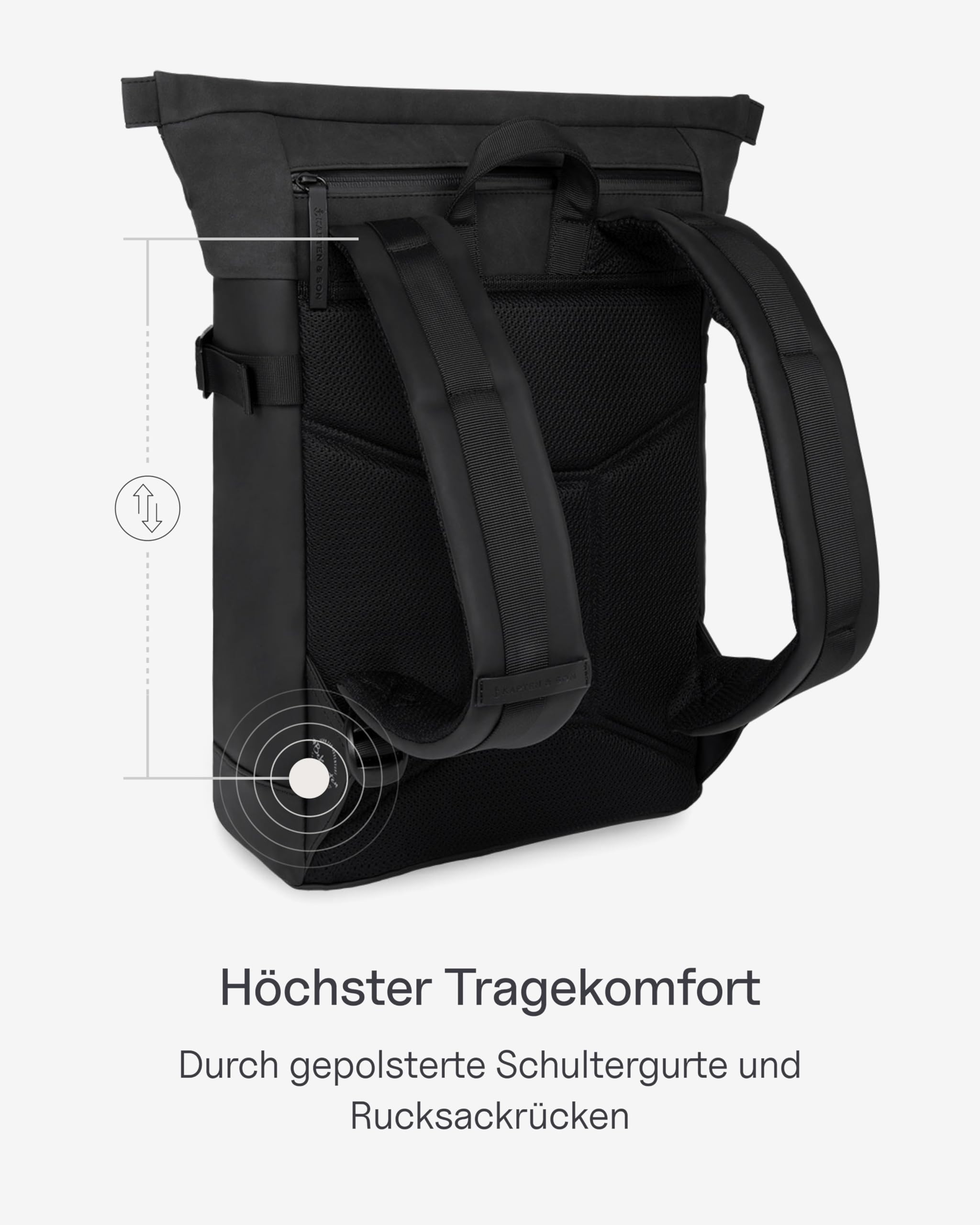 Kapten & Son Rucksack Aarhus 14 L | Rucksack Damen & Herren | Rolltop Rucksack mit 14" Laptopfach | Backpack ideal für Reisen, City, Uni, Arbeit | wasserabweisend