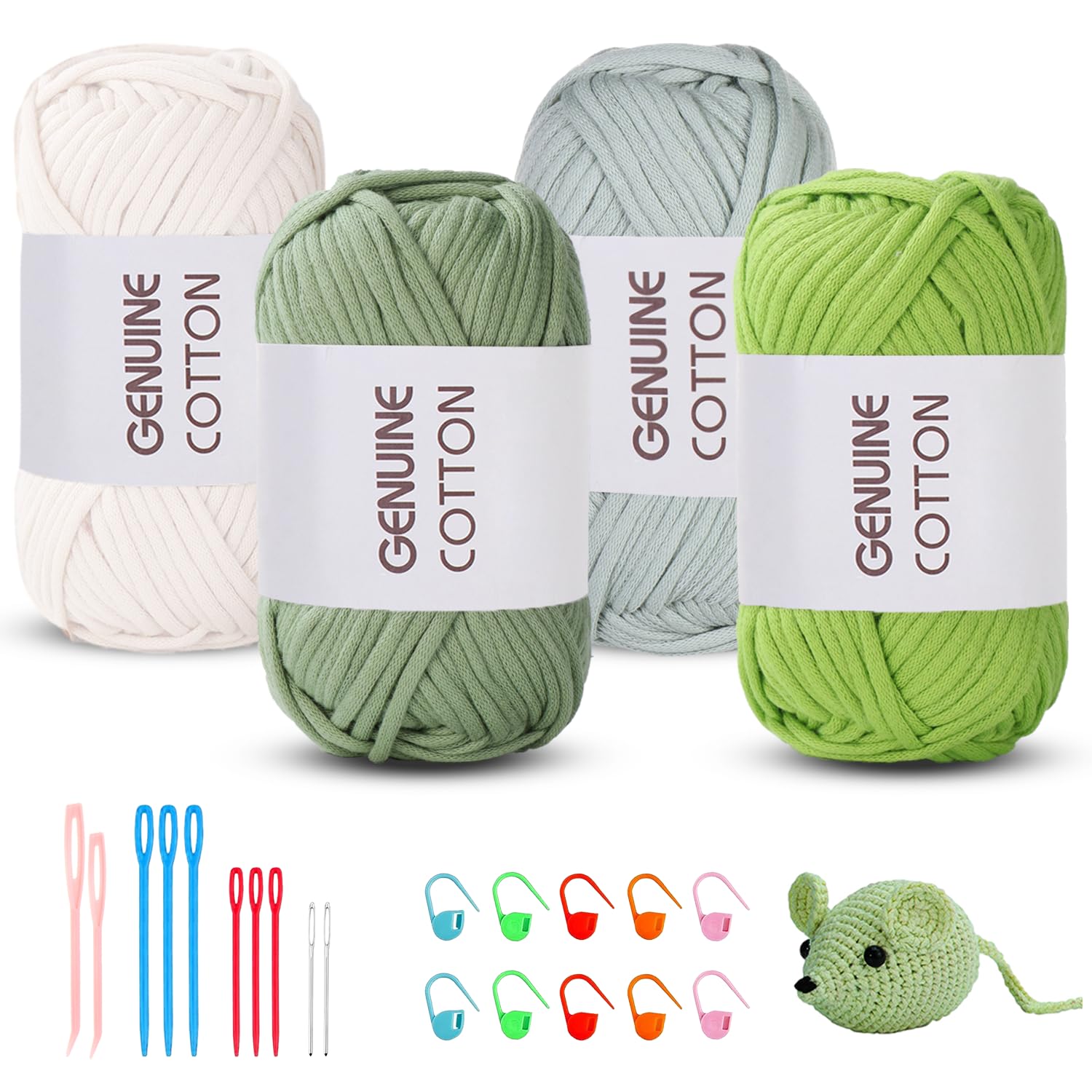 Maxee 5X50g Dickes Garn Baumwolle zum Häkeln, Chunky Häkelgarn für Anfänger, Kein Geteiltes Häkeln Amigurumi Wolle, Klobiges Baumwollgarn Einfaches Strickgarn zum Häkeln Stricke