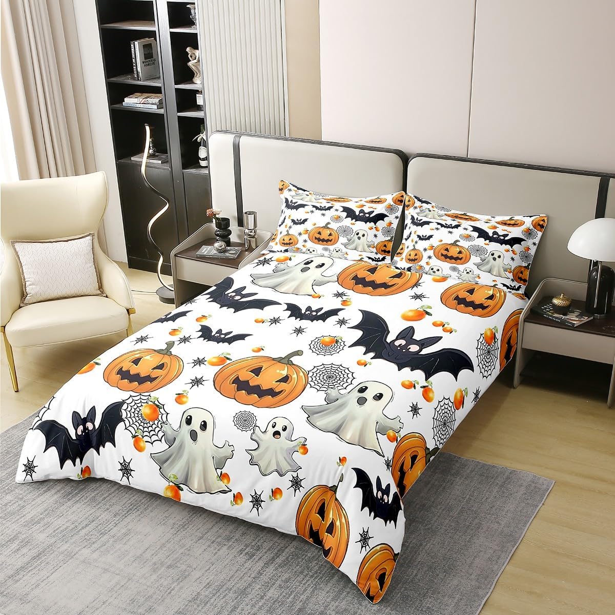 Manfei Insect Animal Kids Duvet Cover 100% Cotton Queen Size,Flowers Leaf Botanical Plant Girls Boys Bedding Set,Moth Butterfly Mushroom Rustic Farmhouse Quilt Cover,2 Pillowcases(No Comforter)