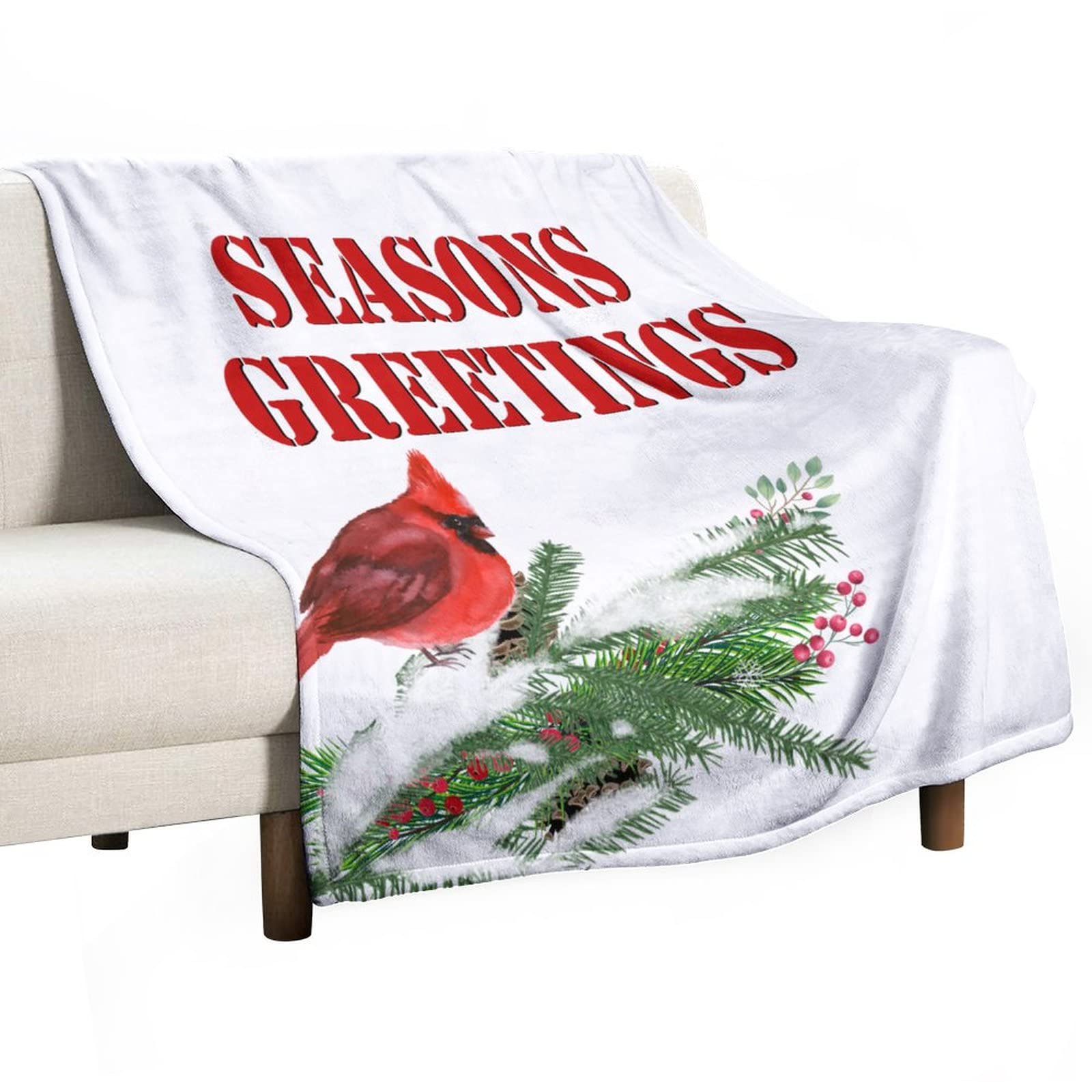 Couverture de Noël oiseau cardinal 130x150cm plaid doux et chaud