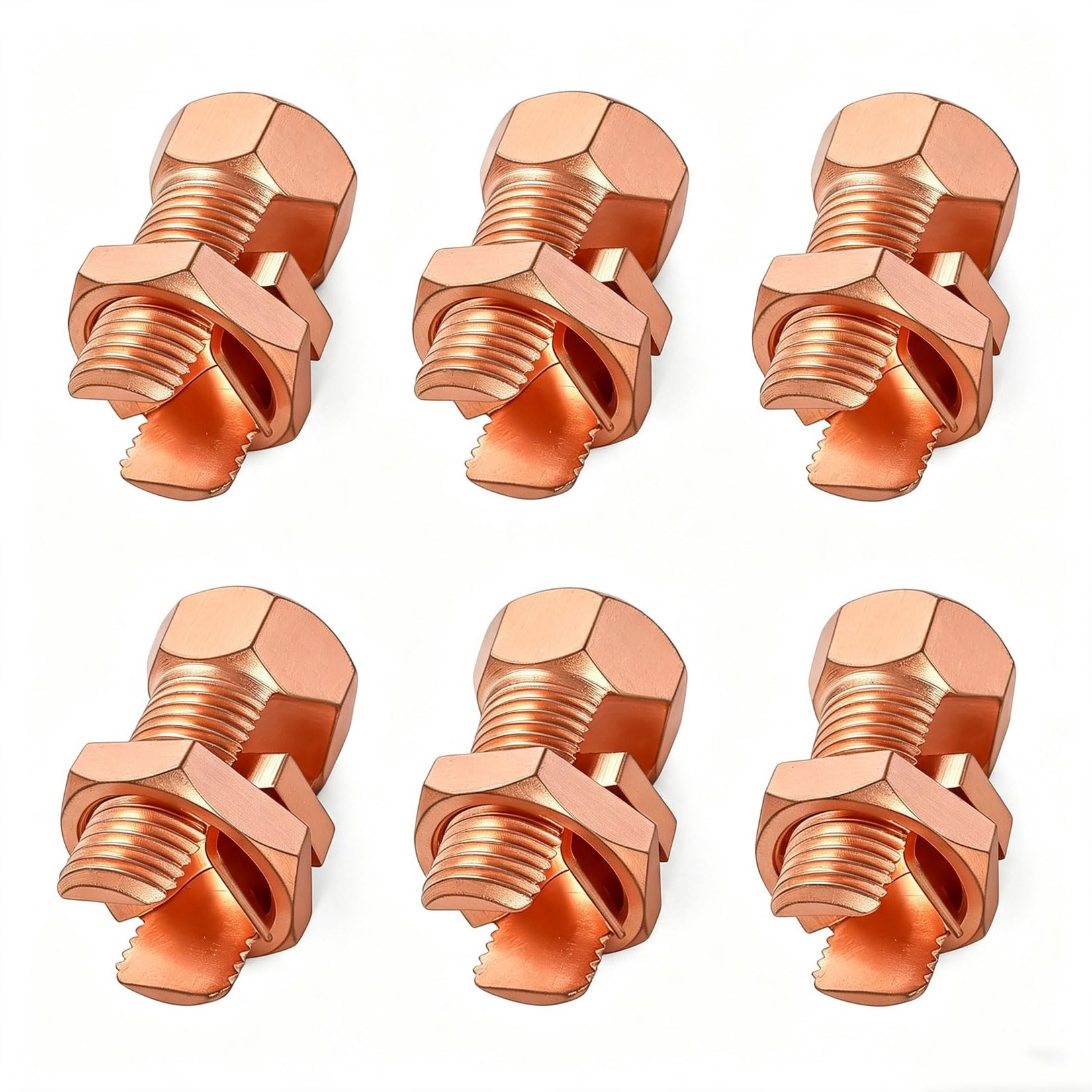 Split Bolt Connectors - 6 Pack Ground Wire Clamps -1