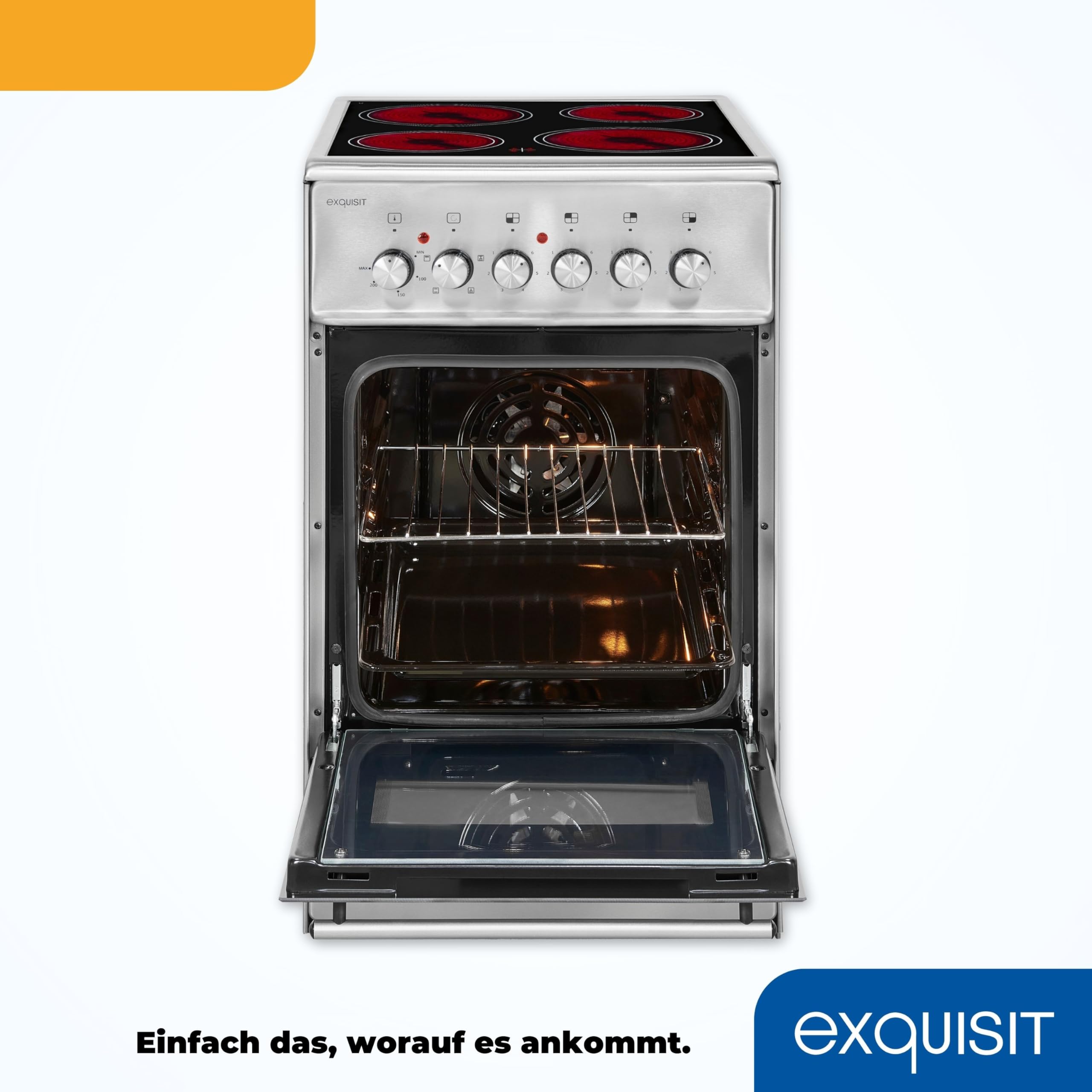 Exquisit Standherd ECM 5-4.1 50 cm Inox Umluft Grill Energieeffizienzklasse A