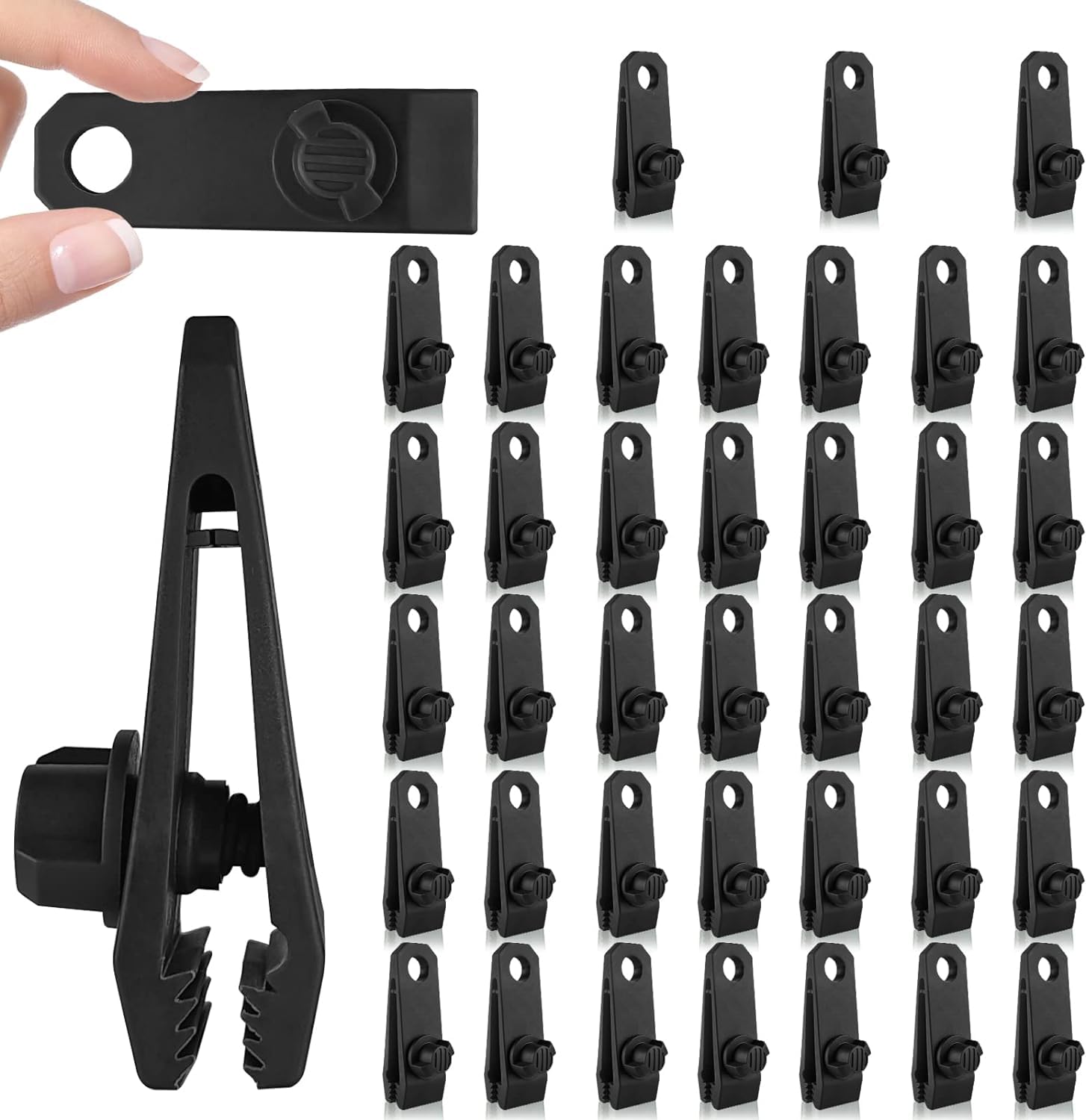 Heavy Duty Tarp Clips - Reusable Lock Grip Tent Clamps for Tarps - Awnings, Outdoor Camping, Sun Shade, Caravan Canopies, Car Covers, Swimming Pool Covers (40)