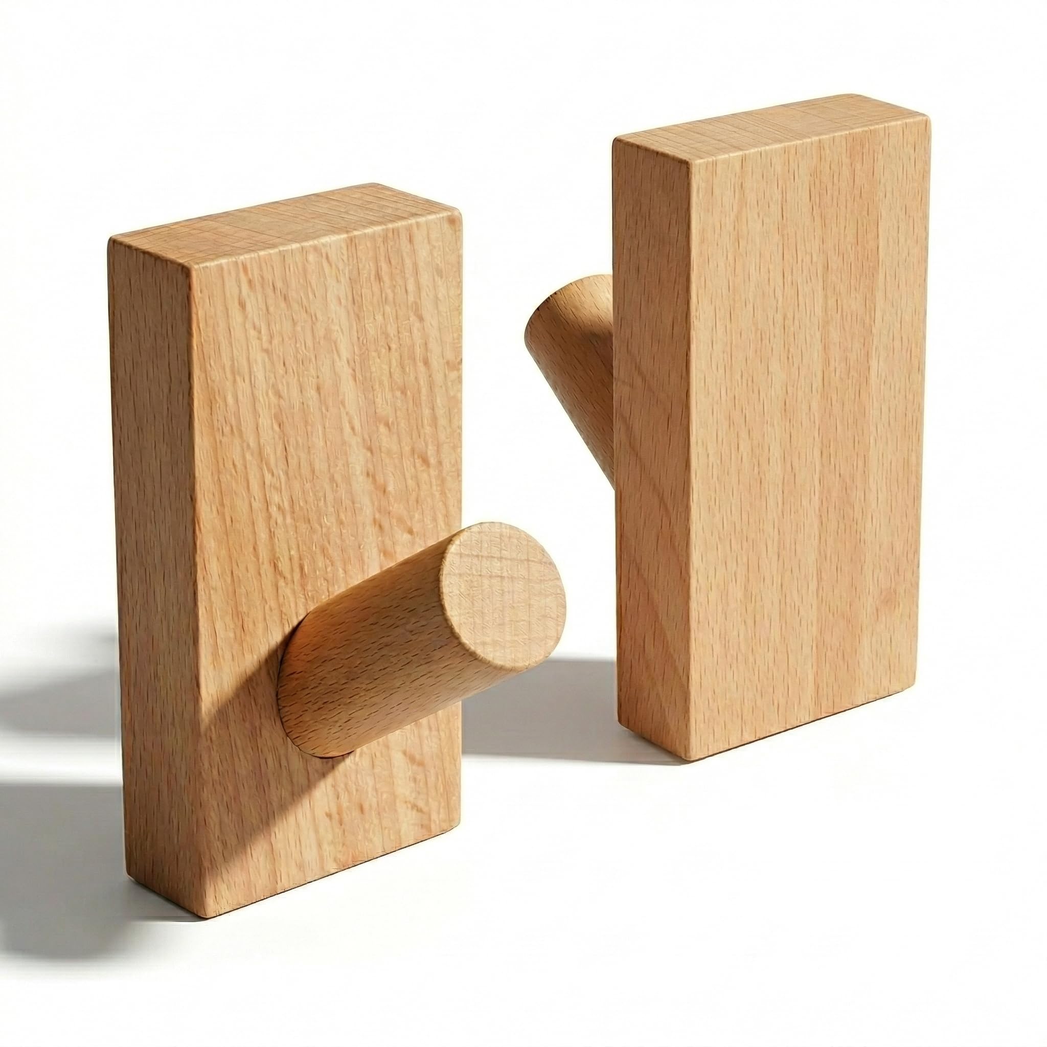4 Ganci Da Parete In Legno Di Noce E Alluminio – Montaggio Adesivo O Forato – Porta Cappotti, Asciugamani, Borse