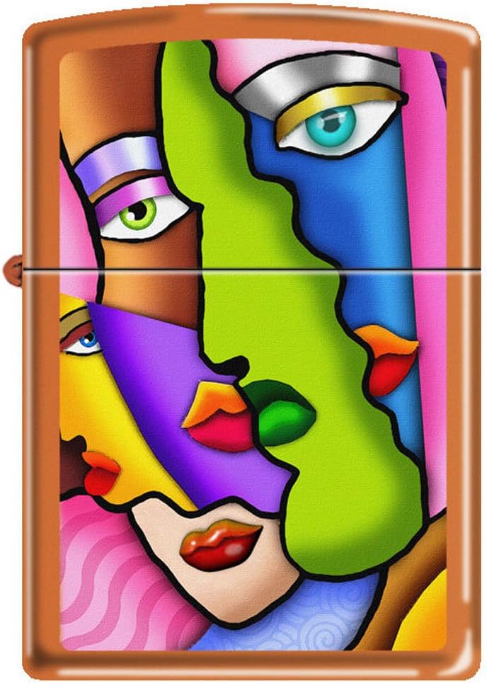 Eyes and Lips Abstract Modern Art Design Orange Matte Zippo Lighter