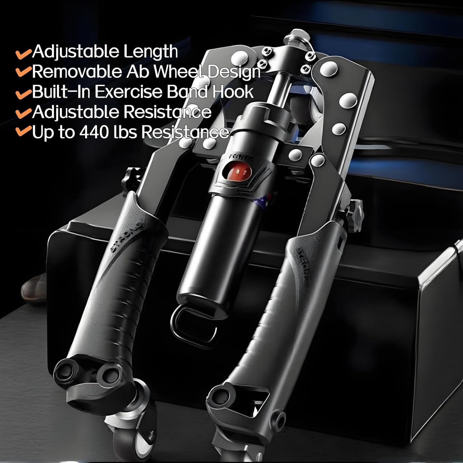 Adjustable Twister Arm Exerciser, 22-440lb Hydraulic Power for Men Women, 3 in 1 Hydraulic Power Chest Workout Equipment with Ab Roller Wheels and Hooks, Shoulder Muscle Training Fitness Equipment