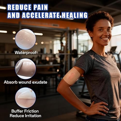 Miniatura 3 de Vendaje y vendaje hidrocoloide grande para heridas, paquete de 10 paquetes de 4 x 4 pulgadas, borde delgado autoadhesivo, resistente al agua, para