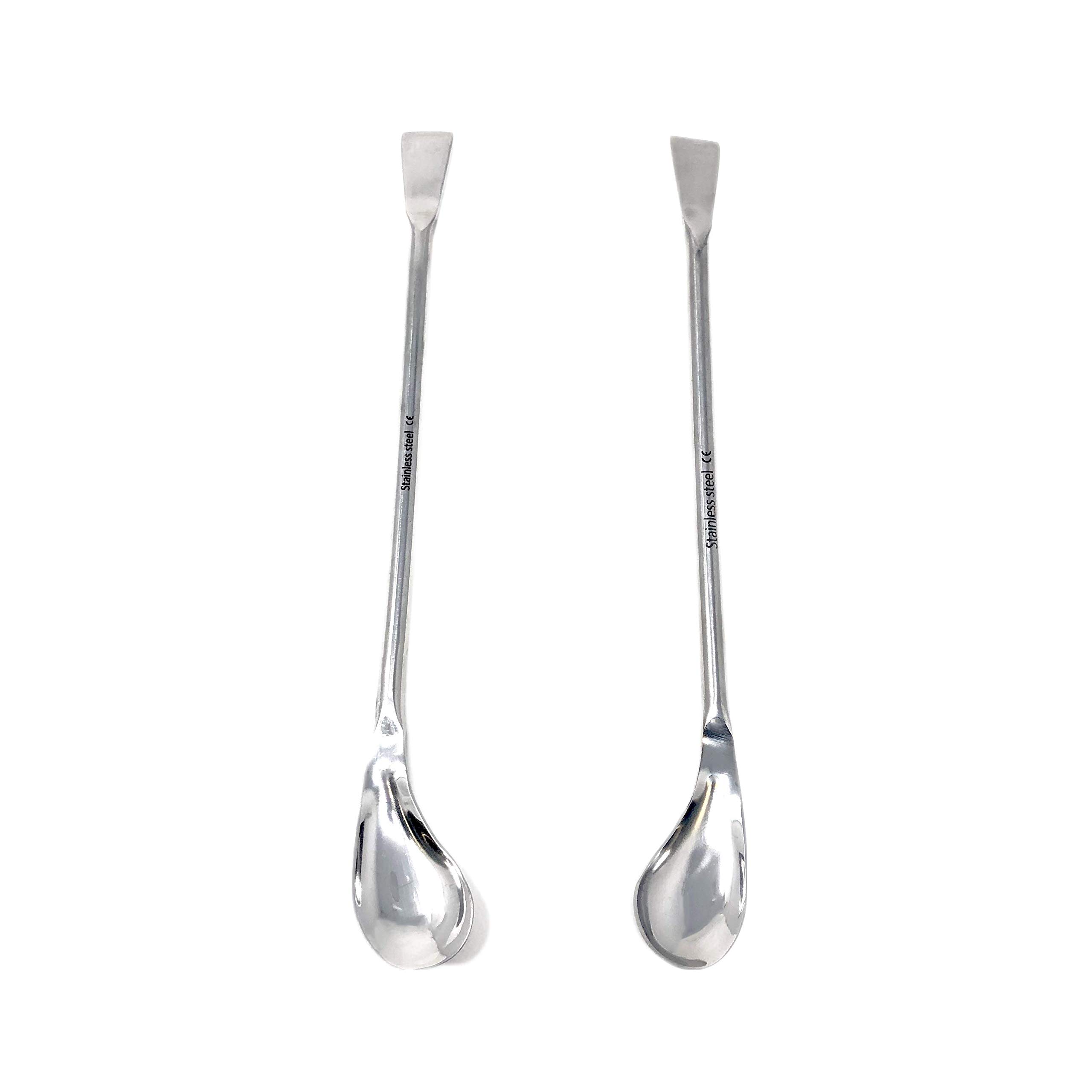 Stainless Steel Double Ended Square & Lab Spoon Sampler Lab Spatula 7″ Length (Set of 2: Right and Left Angled) — Amazon image 2