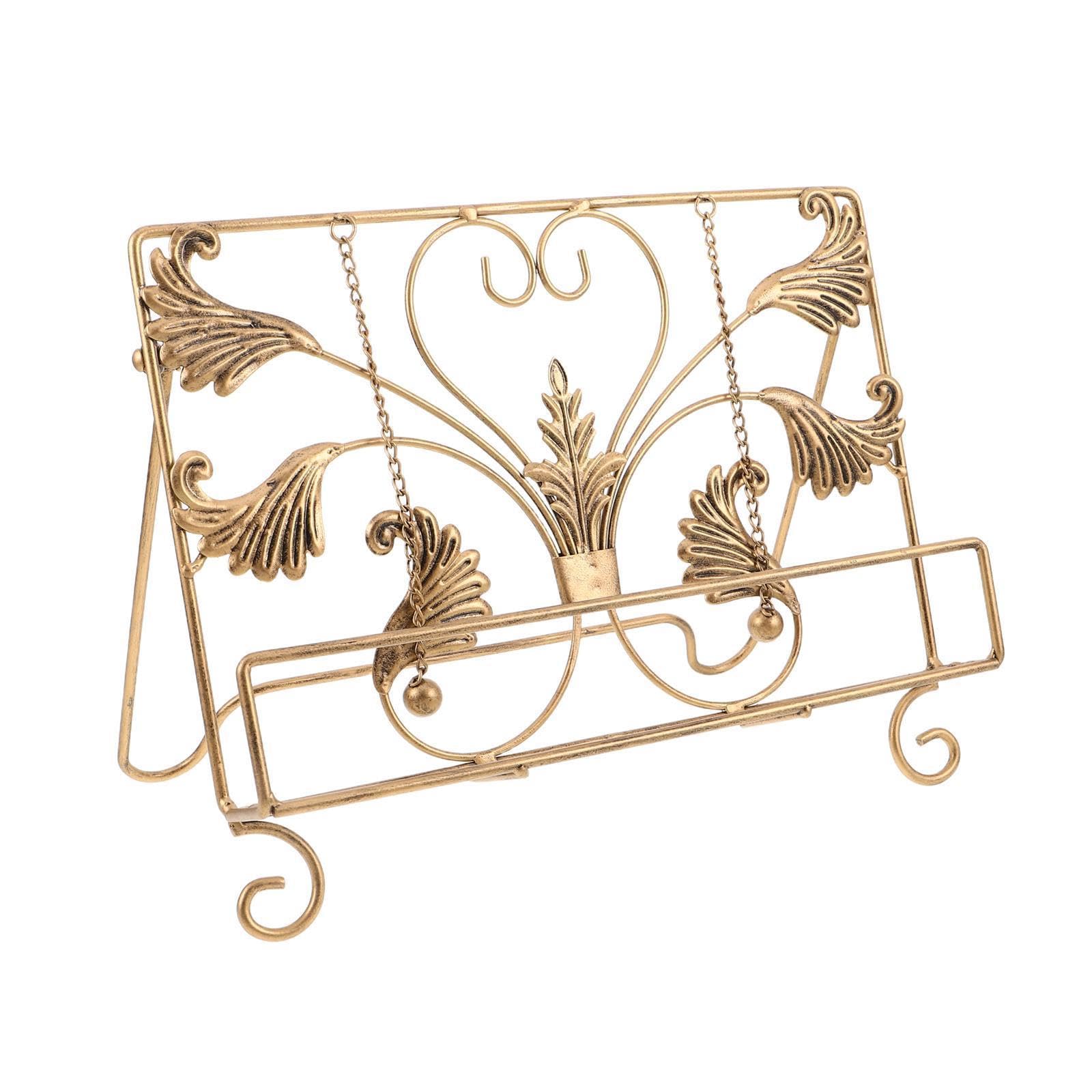 Healifty Vintage Rezeptbuchhalter aus Eisen in Gold mit Lesestütze und Dekorativem Displayständer für Kochen und Küchenpräsentation im Europäischen Stil