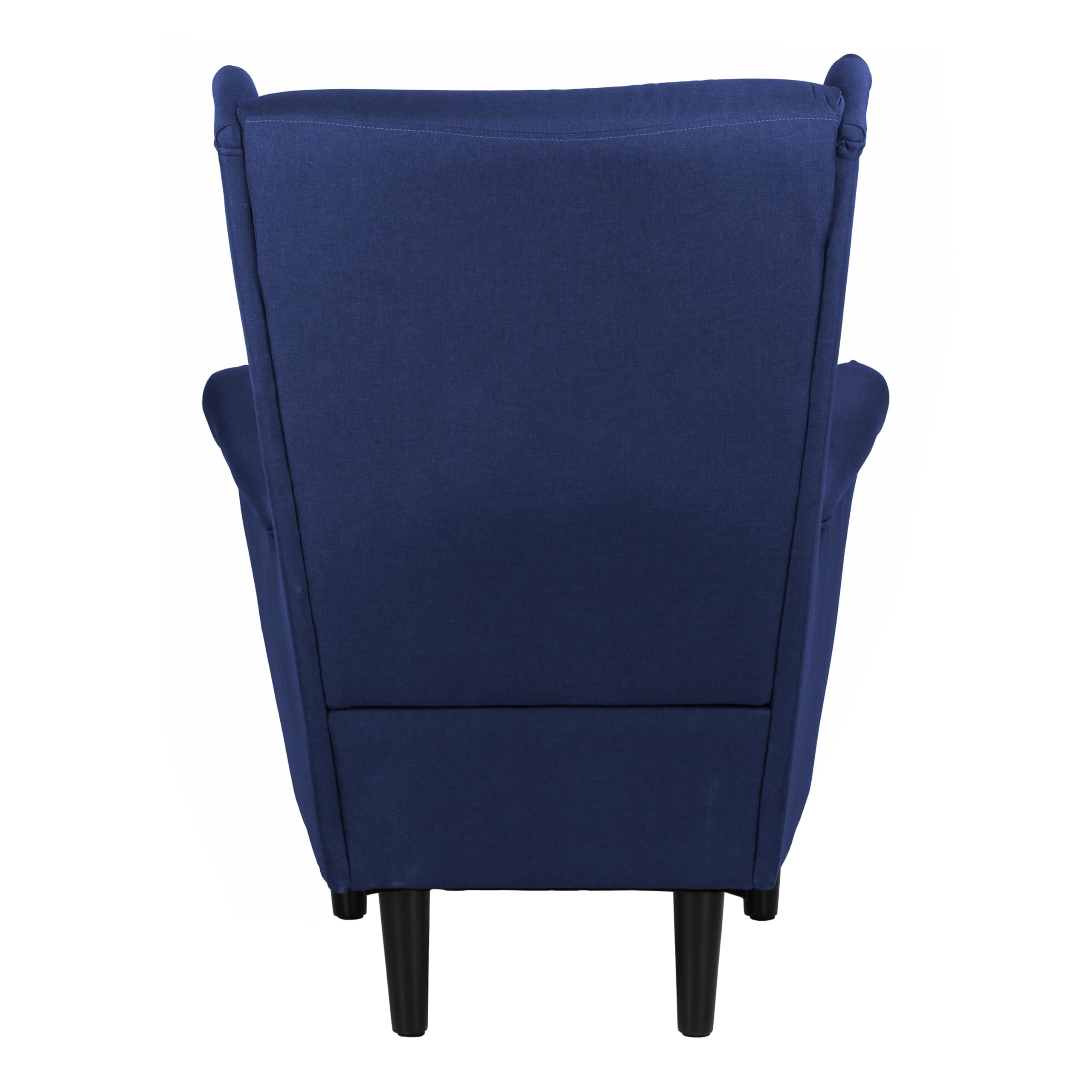 Totò Piccinni Set Poltrona e Pouf LILIBET classica comoda con braccioli e schienale alto per un massimo Relax (Set Poltrona con Pouf, Blu)