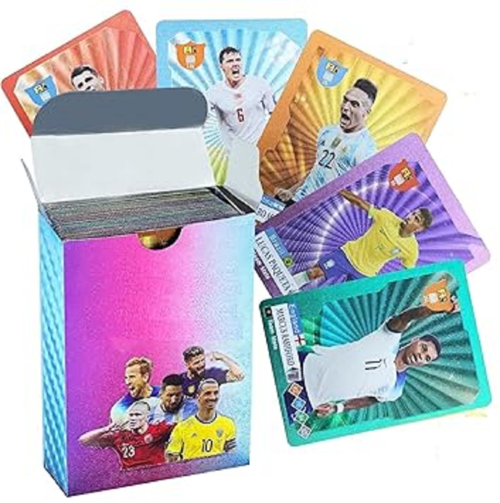 SHOPISTRY Rainbow World Cup Soccer Trading Cards, 55-Pack Collection, Colourful Rainbow Design, 6.3 x 8.8 cm Waterproof Cards