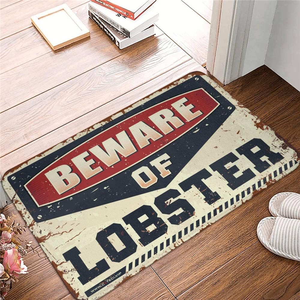 Doormats for Outdoor Entrance Home Funny Beware of Lobster Rug Outdoor Bar Accessories Decor Spring Porch Decor(65X90CM)