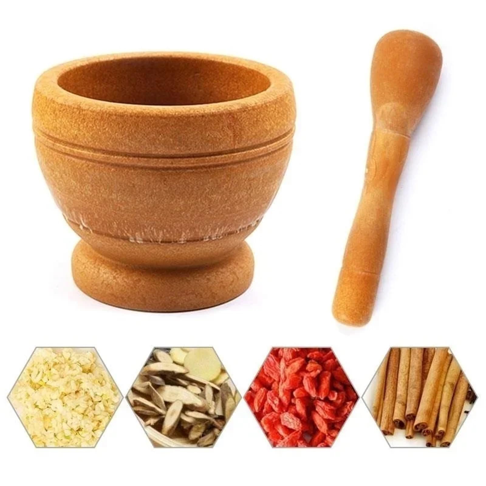 Zestaw z młynkiem i tłuczkiem, Zestaw tłuczków i moździerzy z żywicy Czosnek Zioła Przyprawy Mielenie Kruszarka Miska Narzędzia kuchenne(Size3)