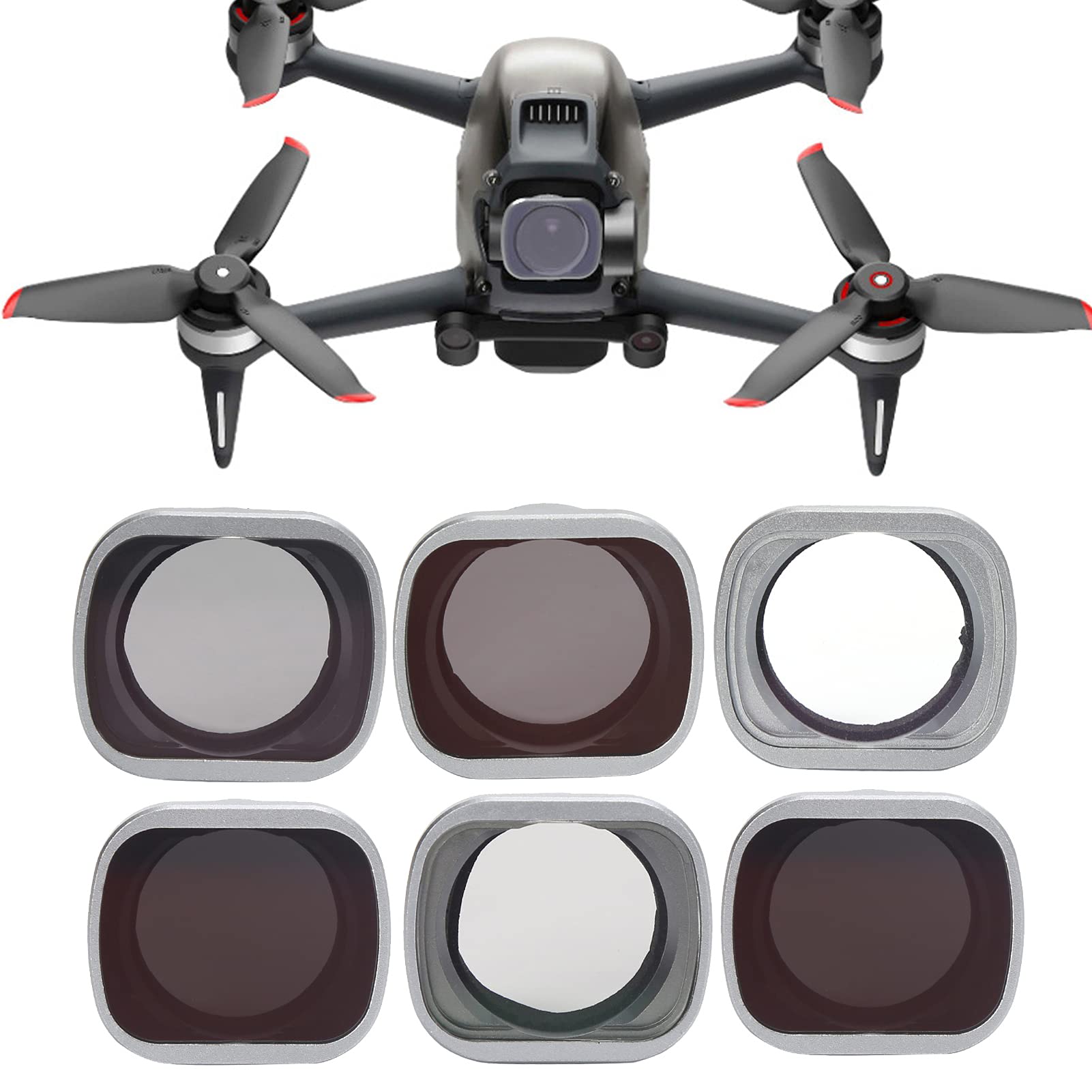 Junestar Juego de Filtros de Lente de Cámara ND/CPL de Vidrio óptico 6 en 1 para FPV Combo, Filtros Impermeables para Fotografía de Paisajes, Aprox. 55 G