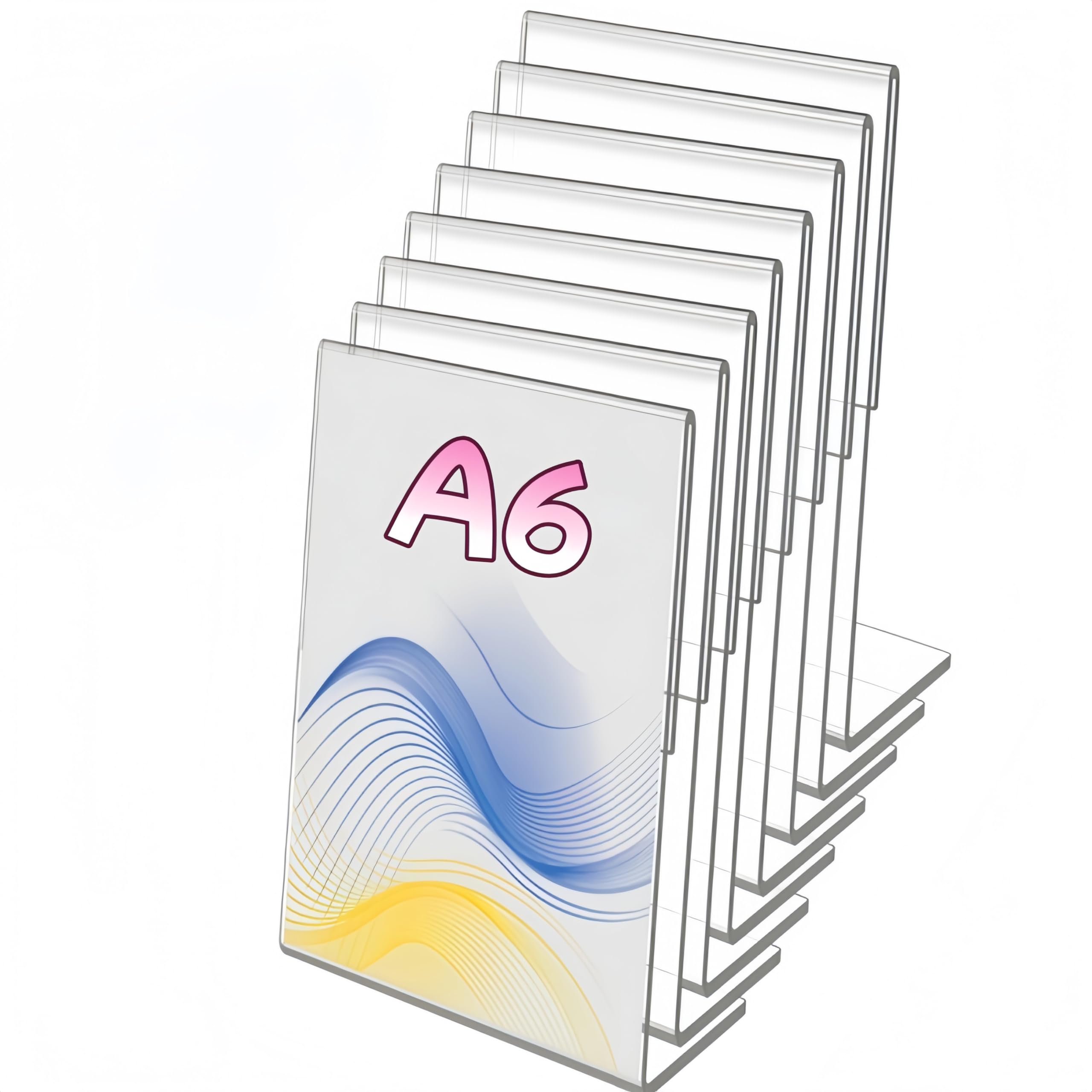 10 Pcs A6 Acrylic Sign Holder, Acrylic Poster Menu Holder Lean to Leaflet Display Stands, Poster Menu Holder for Office, Shop, Restaurant