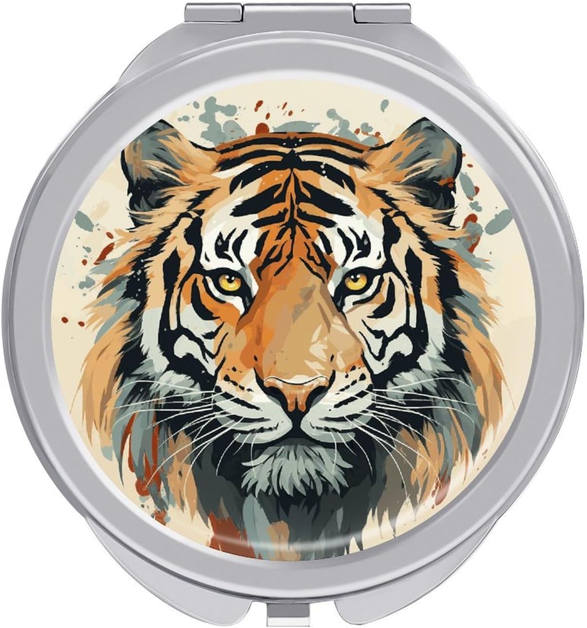 Year of The Tiger Tiger Face Portable Makeup Mirror, Sided Travel Hand Mirror Mini Folding Mirror for Precise Makeup Women Daily Use