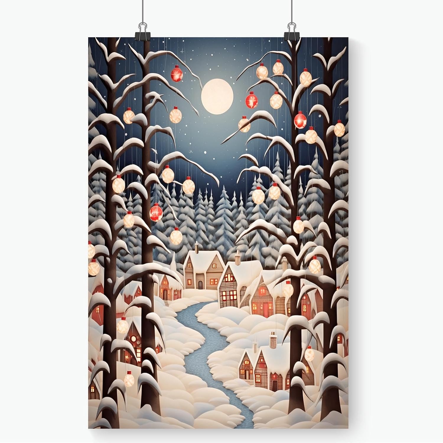 Winter Christmas Posters Winter Forest Nature Wall Art