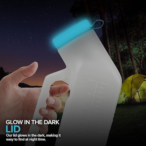 Miniatura 7 de Botella de orina masculina (35 onzas), urinarios portátiles para hombres a prueba de derrames nocturnos, botellas de orina para hombres con tapa de