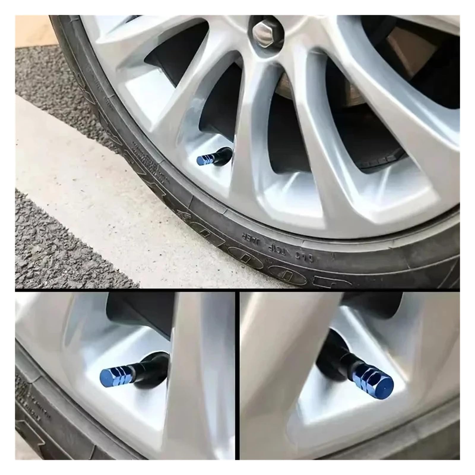 4 szt. aluminiowe nasadki zaworowe odporne na kurz wodoodporne do serii Porsche | Ciemnoniebieski, 4 szt
